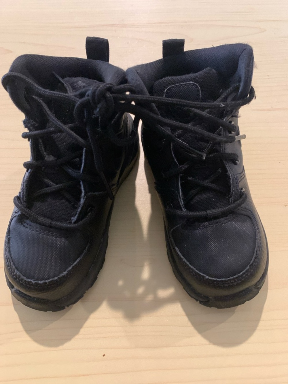 Nike Kids Black Ankle Boots - Classic All-Black Kids Shoes 
Leather